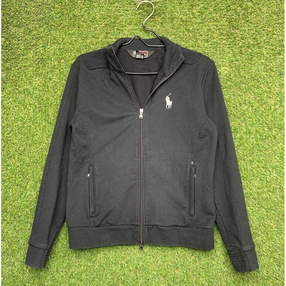 Ralph Lauren RLX Jacket Womens Large Black Performance Big Pony Full Zip Up